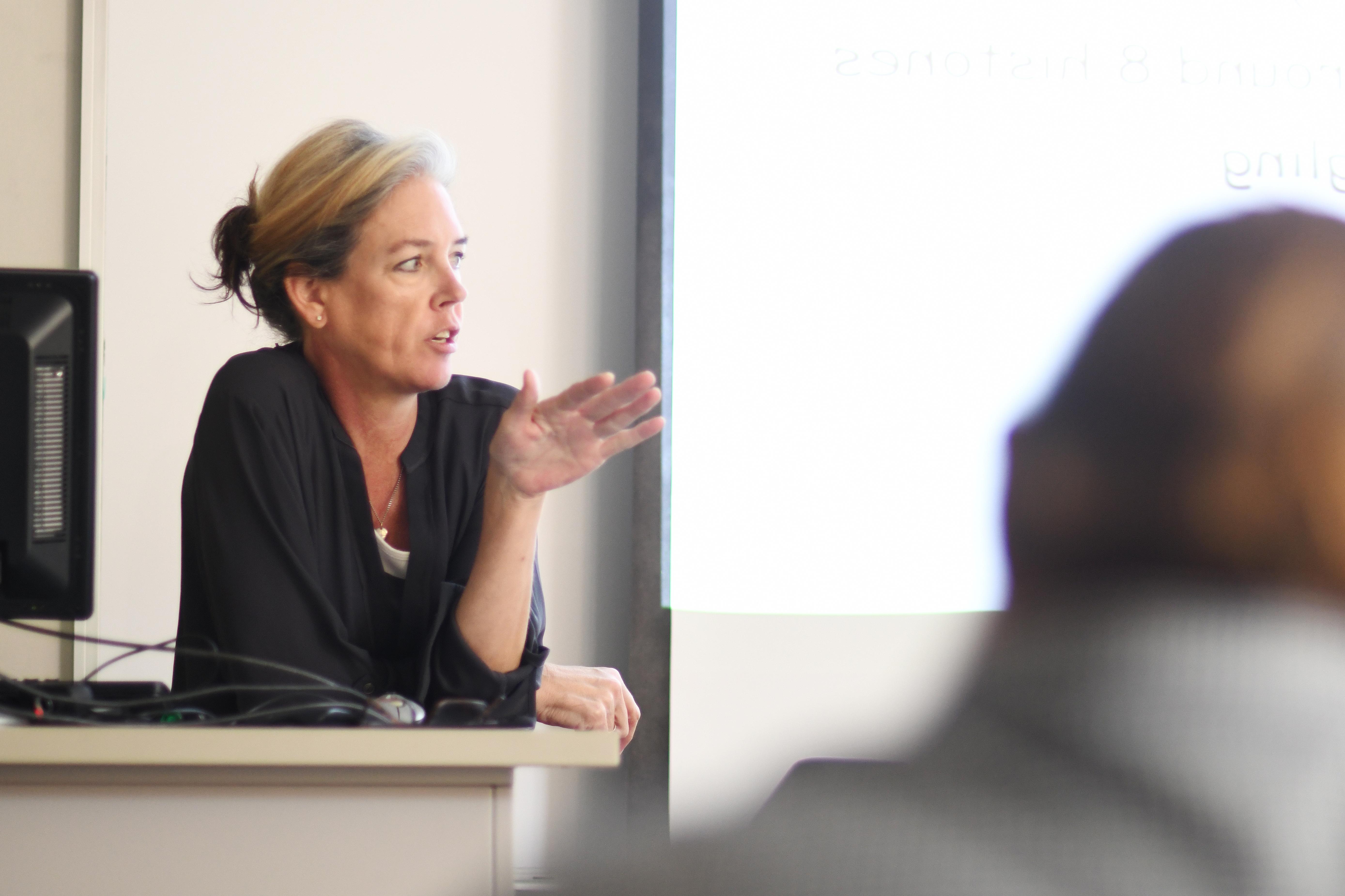 Professor addressing classroom